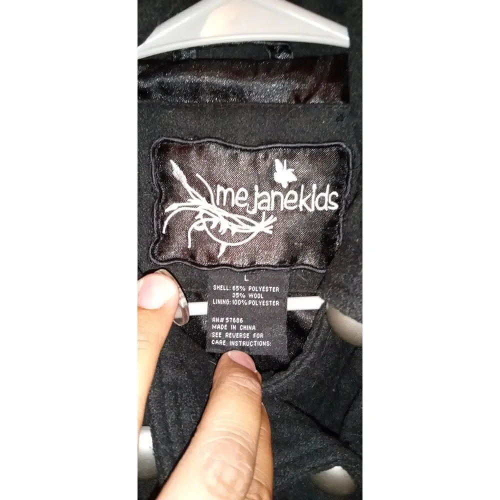 Me Jane kids black wool blend‎ large button front jacket